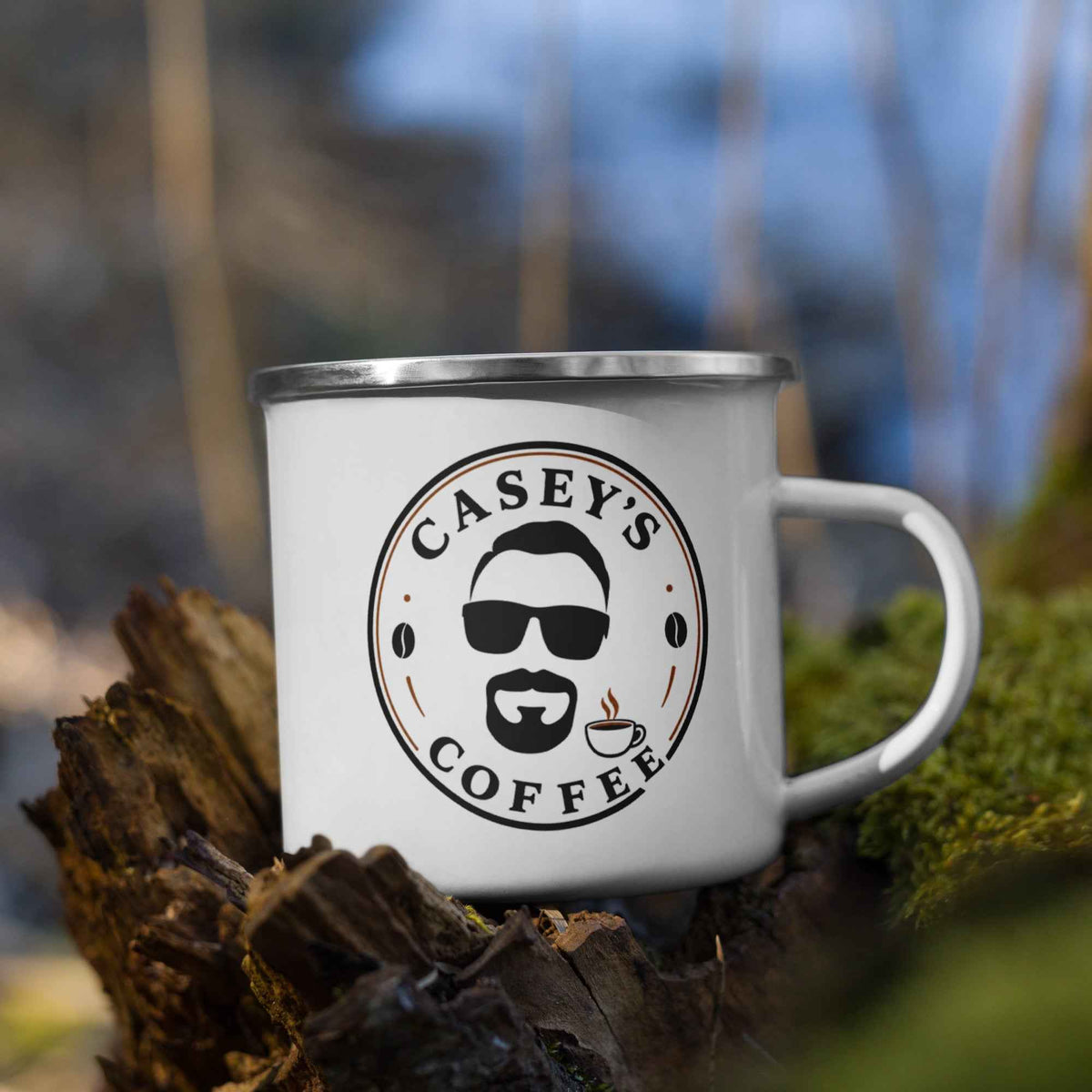 Enamel Camping Mug, Lightweight Outdoor Mug - Caseys Coffee