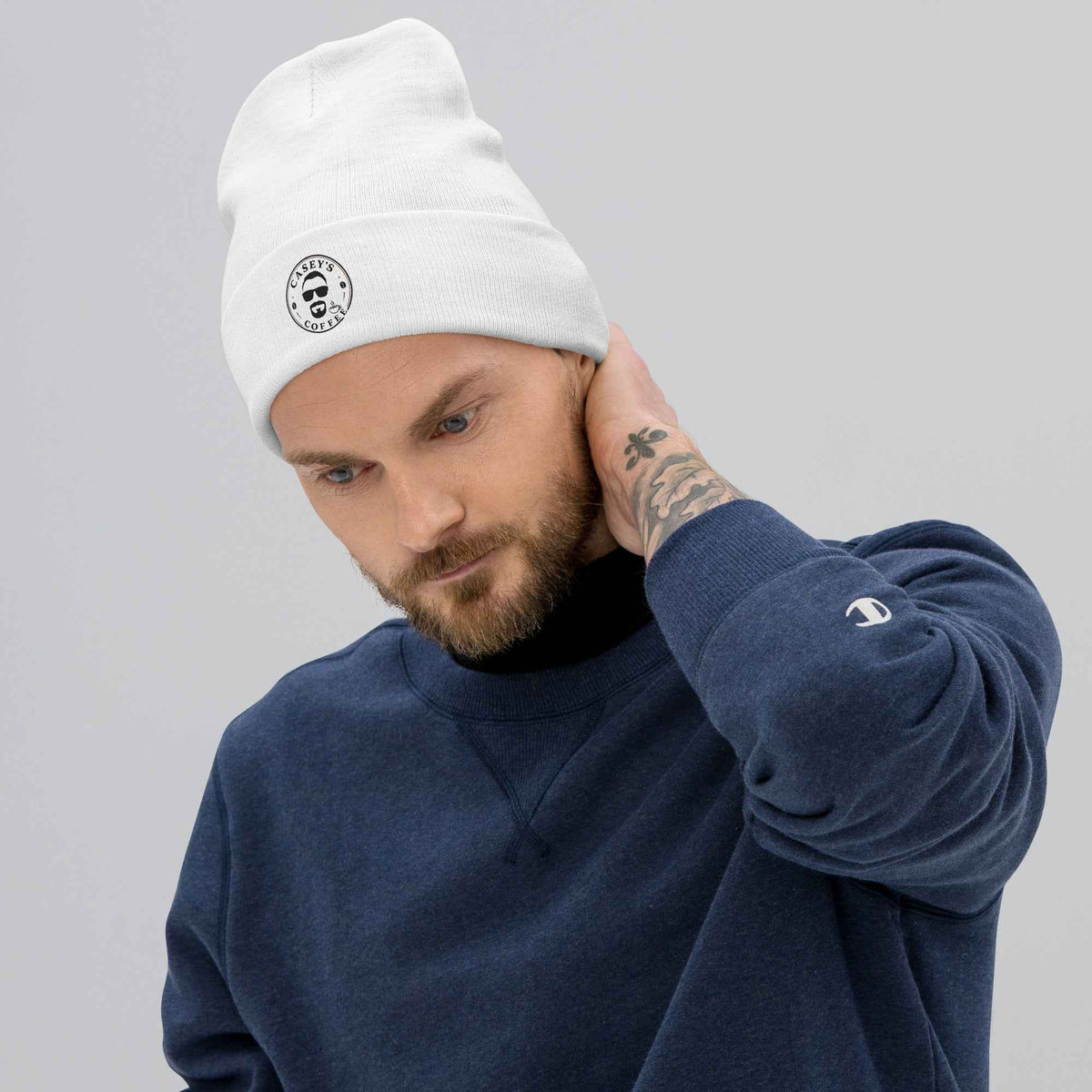 Embroidered Beanie, Cozy Cotton Blend Hat - Caseys Coffee