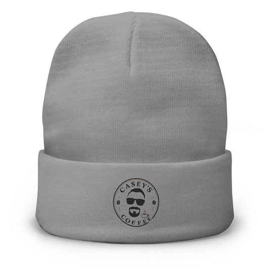 Embroidered Beanie, Cozy Cotton Blend Hat - Caseys Coffee